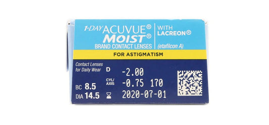 1-DAY ACUVUE® MOIST Daily Disposable by Johnson&Johnson -Astigmatism -BC:8.5mm -Dia:14.5mm